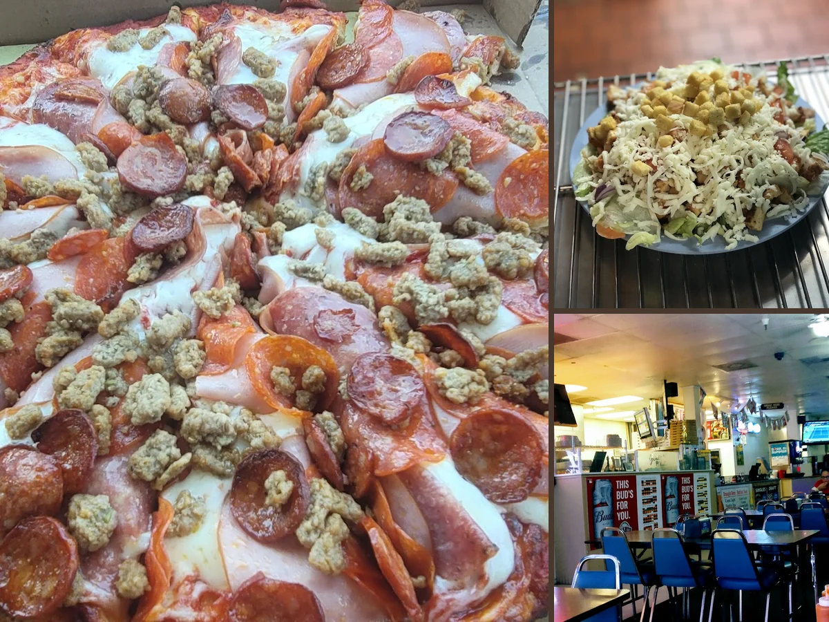Family-friendly pizzeria with game machines.