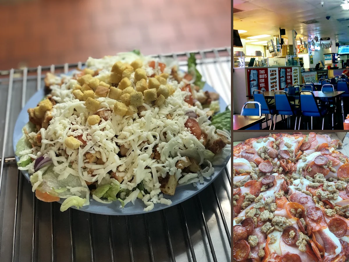 Family-friendly pizzeria with game machines.