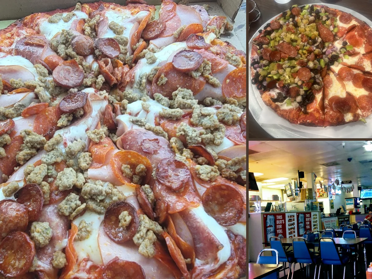 Family-friendly pizzeria with game machines.