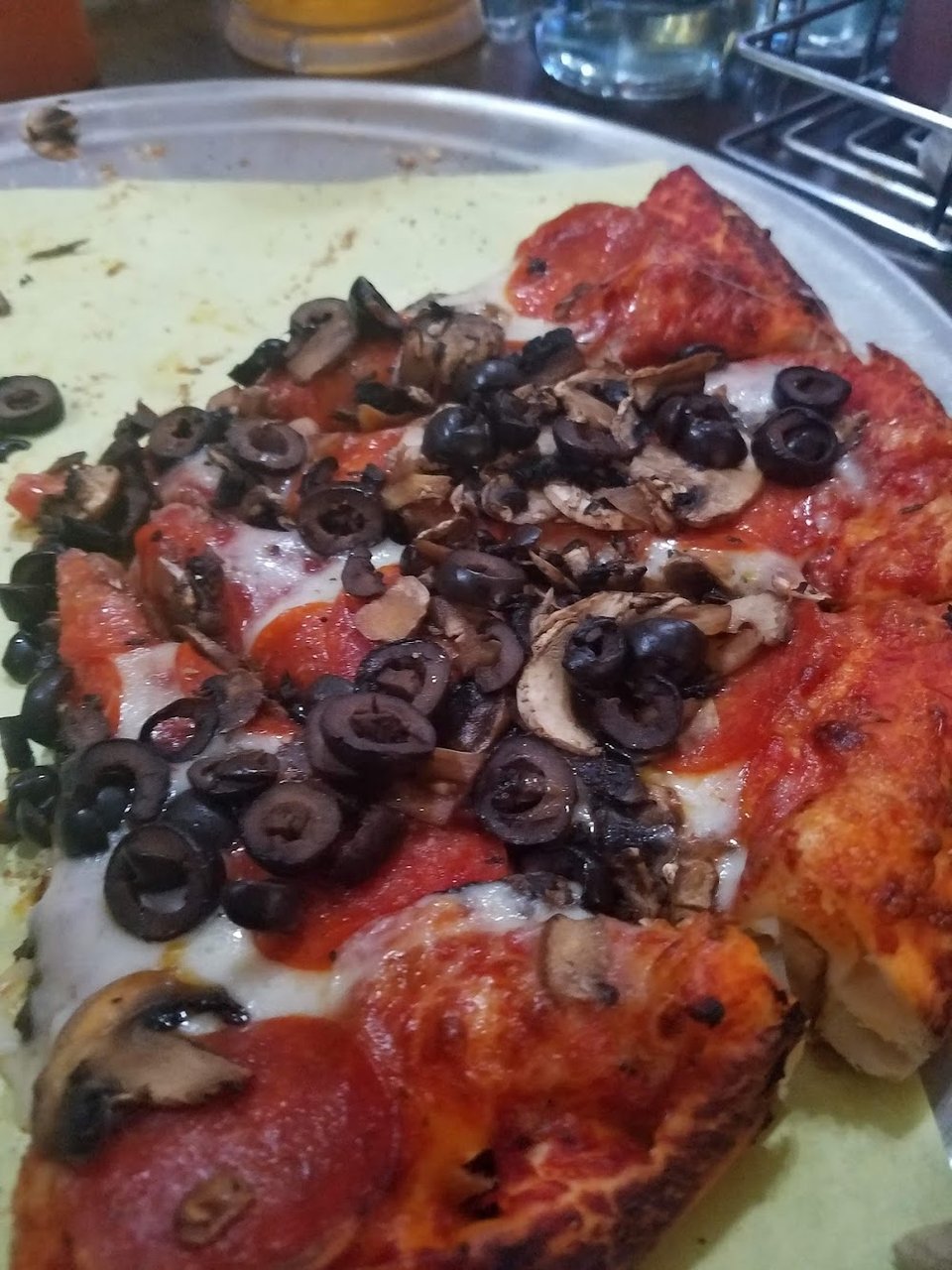 Pepperoni Mushroom and Black Olive Pizza